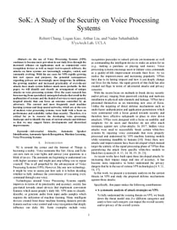 SoK: A Study of the Security on Voice Processing Systems