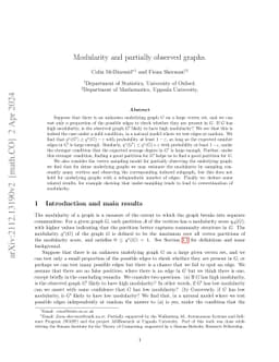 Modularity and partially observed graphs