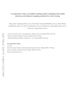 A comparative study on machine learning models combining with outlier
  detection and balanced sampling methods for credit scoring