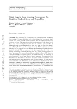 Silent Bugs in Deep Learning Frameworks: An Empirical Study of Keras and
  TensorFlow