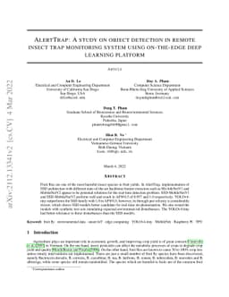 AlertTrap: A study on object detection in remote insects trap monitoring system using on-the-edge deep learning platform