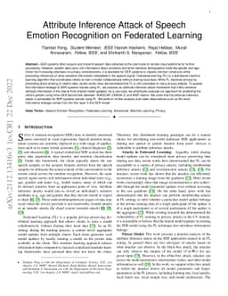 Attribute Inference Attack of Speech Emotion Recognition in Federated
  Learning Settings