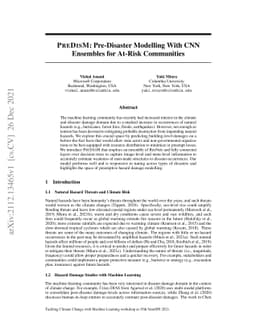 PreDisM: Pre-Disaster Modelling With CNN Ensembles for At-Risk
  Communities