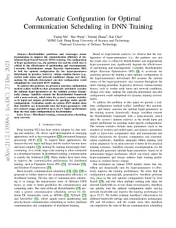 Automatic Configuration for Optimal Communication Scheduling in DNN
  Training