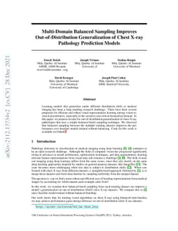 Multi-Domain Balanced Sampling Improves Out-of-Distribution
  Generalization of Chest X-ray Pathology Prediction Models