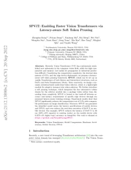 SPViT: Enabling Faster Vision Transformers via Soft Token Pruning
