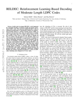 RELDEC: Reinforcement Learning-Based Decoding of Moderate Length LDPC
  Codes
