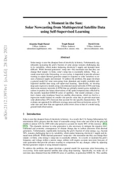 A Moment in the Sun: Solar Nowcasting from Multispectral Satellite Data
  using Self-Supervised Learning