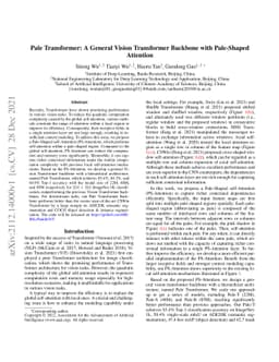 Pale Transformer: A General Vision Transformer Backbone with Pale-Shaped
  Attention