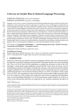 A Survey on Gender Bias in Natural Language Processing