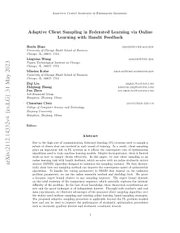 Adaptive Client Sampling in Federated Learning via Online Learning with Bandit Feedback