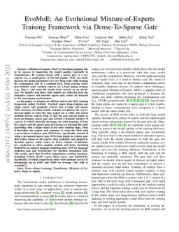 EvoMoE: An Evolutional Mixture-of-Experts Training Framework via
  Dense-To-Sparse Gate