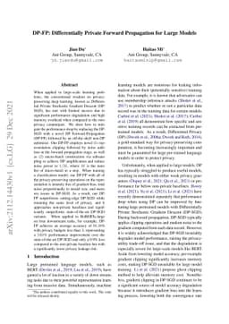 DP-FP: Differentially Private Forward Propagation for Large Models