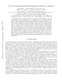 Active Learning of Quantum System Hamiltonians yields Query Advantage