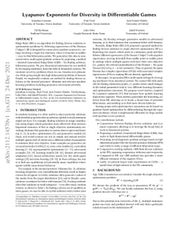 Lyapunov Exponents for Diversity in Differentiable Games