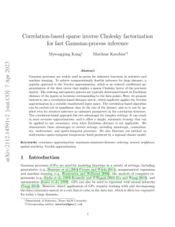 Correlation-based sparse inverse Cholesky factorization for fast
  Gaussian-process inference