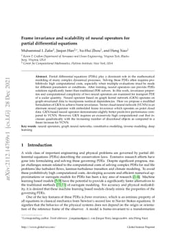 Frame invariance and scalability of neural operators for partial
  differential equations