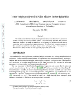 Time varying regression with hidden linear dynamics