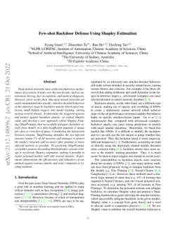 Few-shot Backdoor Defense Using Shapley Estimation
