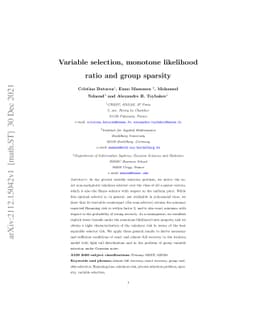 Variable selection, monotone likelihood ratio and group sparsity