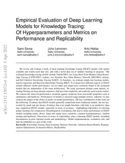 Empirical Evaluation of Deep Learning Models for Knowledge Tracing: Of
  Hyperparameters and Metrics on Performance and Replicability