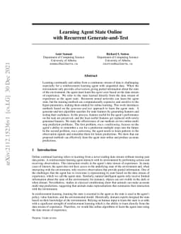Learning Agent State Online with Recurrent Generate-and-Test