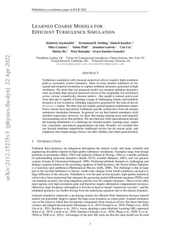 Learned Coarse Models for Efficient Turbulence Simulation