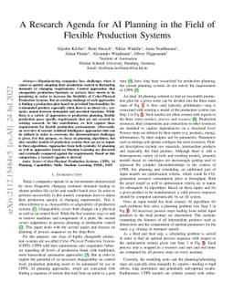 A Research Agenda for AI Planning in the Field of Flexible Production
  Systems