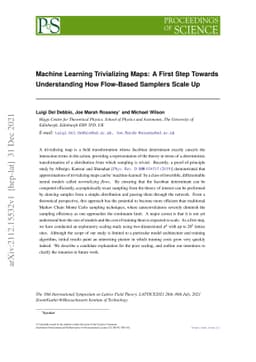 Machine Learning Trivializing Maps: A First Step Towards Understanding
  How Flow-Based Samplers Scale Up