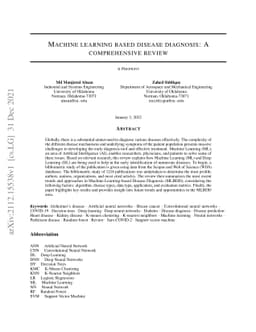 Machine learning based disease diagnosis: A comprehensive review