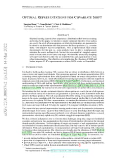Optimal Representations for Covariate Shift