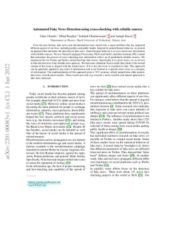 Automated Fake News Detection using cross-checking with reliable sources