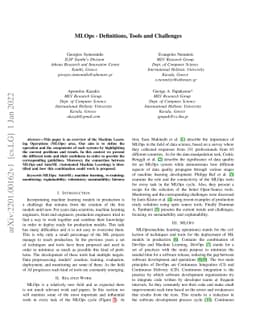 MLOps -- Definitions, Tools and Challenges