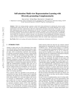 Self-attention Multi-view Representation Learning with
  Diversity-promoting Complementarity