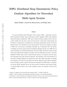 3DPG: Distributed Deep Deterministic Policy Gradient Algorithms for
  Networked Multi-Agent Systems