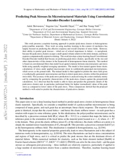 Predicting Peak Stresses In Microstructured Materials Using
  Convolutional Encoder-Decoder Learning