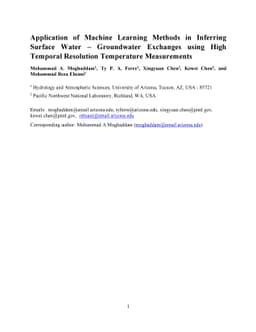 Application of Machine Learning Methods in Inferring Surface Water
  Groundwater Exchanges using High Temporal Resolution Temperature Measurements