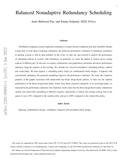 Balanced Nonadaptive Redundancy Scheduling