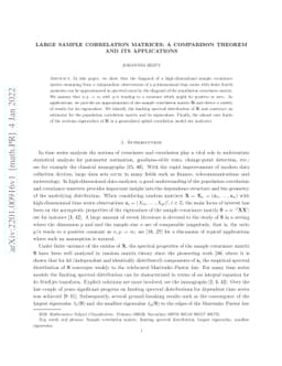 Large sample correlation matrices: a comparison theorem and its
  applications