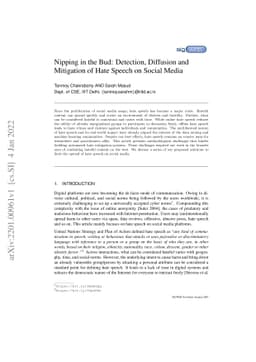 Nipping in the Bud: Detection, Diffusion and Mitigation of Hate Speech
  on Social Media