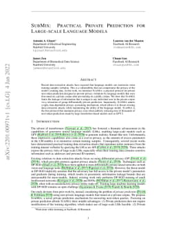 Submix: Practical Private Prediction for Large-Scale Language Models