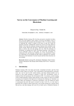Survey on the Convergence of Machine Learning and Blockchain