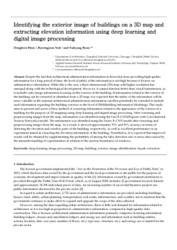 Identifying the exterior image of buildings on a 3D map and extracting
  elevation information using deep learning and digital image processing