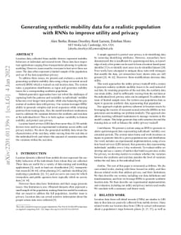 Generating synthetic mobility data for a realistic population with RNNs
  to improve utility and privacy