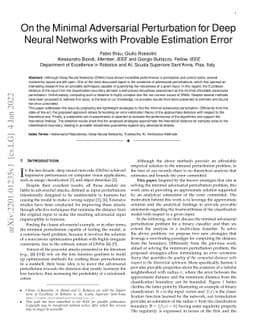 On the Minimal Adversarial Perturbation for Deep Neural Networks with
  Provable Estimation Error