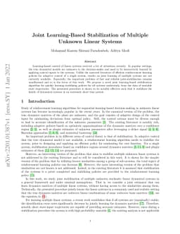 Joint Learning-Based Stabilization of Multiple Unknown Linear Systems