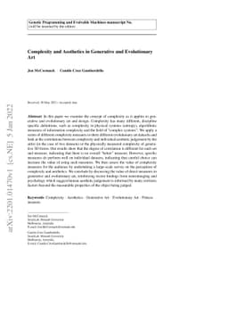 Complexity and Aesthetics in Generative and Evolutionary Art