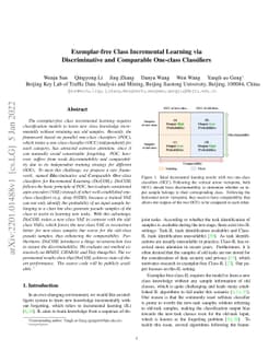 Exemplar-free Class Incremental Learning via Discriminative and
  Comparable One-class Classifiers