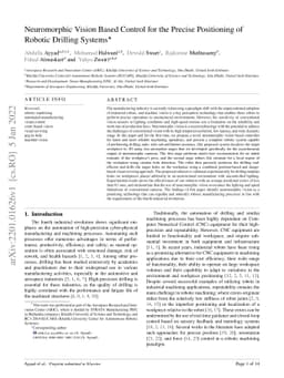 Neuromorphic Vision Based Control for the Precise Positioning of Robotic
  Drilling Systems