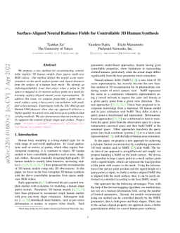 Surface-Aligned Neural Radiance Fields for Controllable 3D Human
  Synthesis